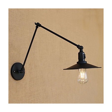 Applique da parete a braccio oscillante stile vintage country verniciata con lampadina