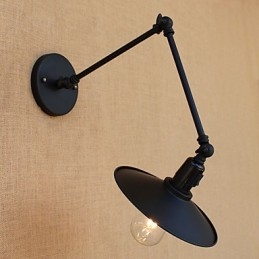 Applique da parete a braccio oscillante stile vintage country verniciata con lampadina