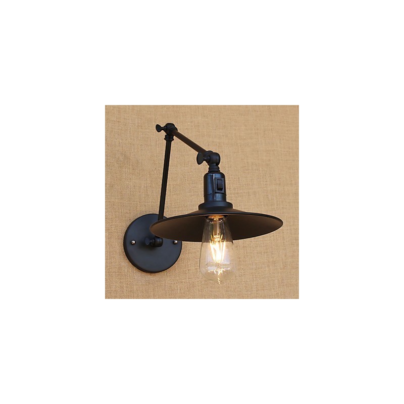 Applique da parete a braccio oscillante stile vintage country verniciata con lampadina