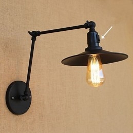 Applique da parete a braccio oscillante stile vintage country verniciata con lampadina