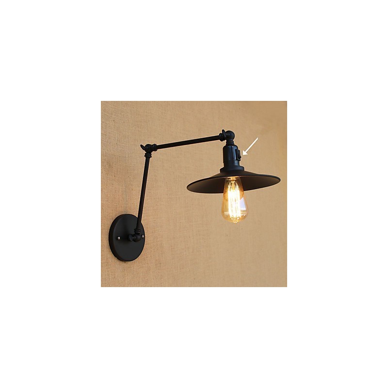 Applique da parete a braccio oscillante stile vintage country verniciata con lampadina