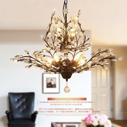 Lampadario vintage in cristallo e metallo verniciato a 8 luci nero o oro