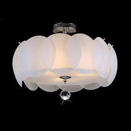 Lampadario moderno in vetro bianco a 3 luci a montaggio a filo