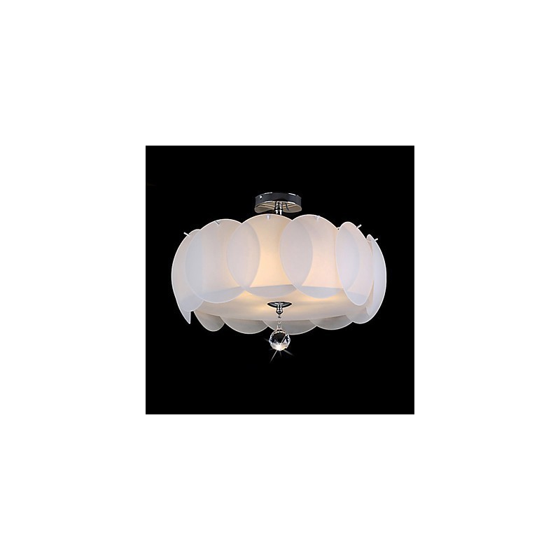 Lampadario moderno in vetro bianco a 3 luci a montaggio a filo
