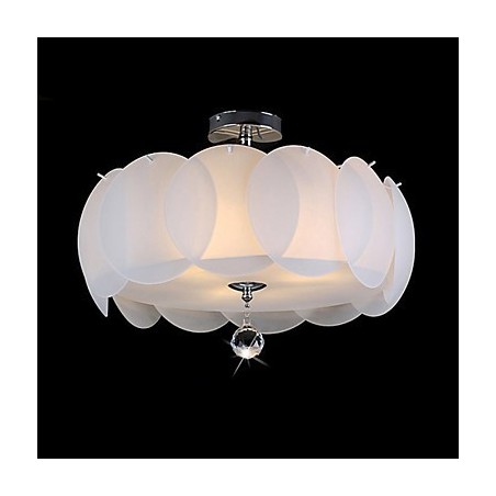 Lampadario moderno in vetro bianco a 3 luci a montaggio a filo