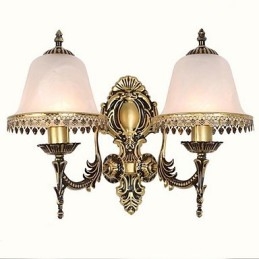 Applique da parete vintage elettroplaccata con 2 lampadine E27