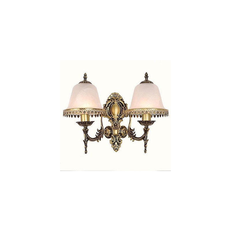 Applique da parete vintage elettroplaccata con 2 lampadine E27