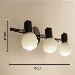 Applique da parete moderna contemporanea con 3 lampadine E27, 45 x 13 cm
