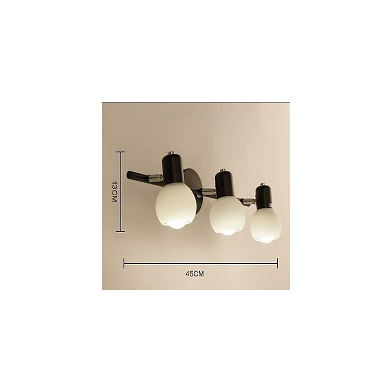 Applique da parete moderna contemporanea con 3 lampadine E27, 45 x 13 cm