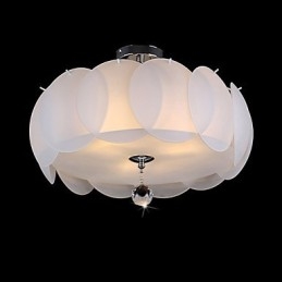 Lampadario moderno in vetro bianco a 3 luci a montaggio a filo