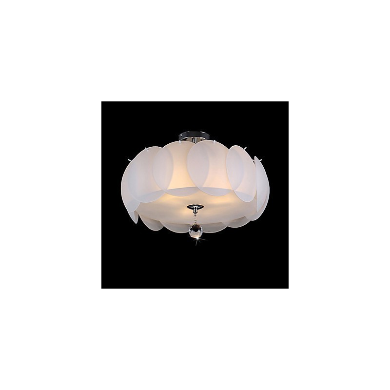Lampadario moderno in vetro bianco a 3 luci a montaggio a filo