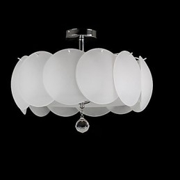 Lampadario moderno in vetro bianco a 3 luci a montaggio a filo