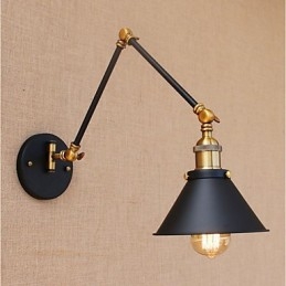 Applique da parete vintage country galvanizzata con braccio oscillante, protezione occhi, LED, E26/E27
