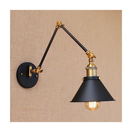 Applique da parete vintage country galvanizzata con braccio oscillante, protezione occhi, LED, E26/E27
