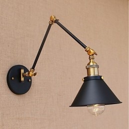 Applique da parete vintage country galvanizzata con braccio oscillante, protezione occhi, LED, E26/E27