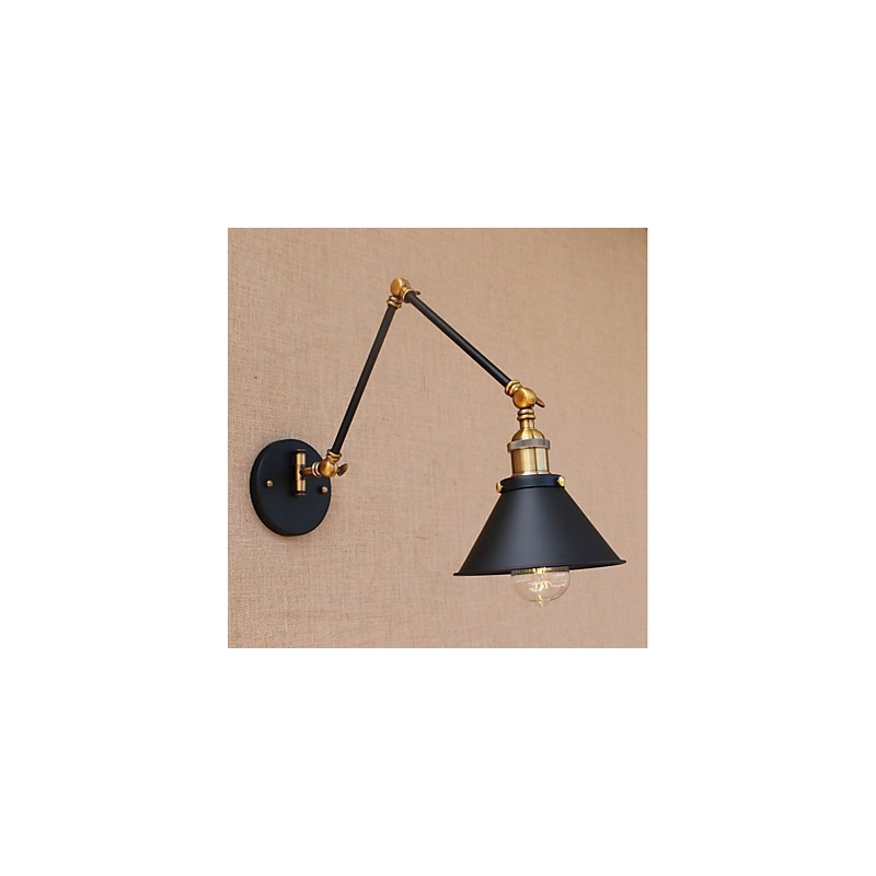 Applique da parete vintage country galvanizzata con braccio oscillante, protezione occhi, LED, E26/E27