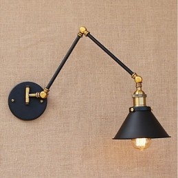 Applique da parete vintage country galvanizzata con braccio oscillante, protezione occhi, LED, E26/E27