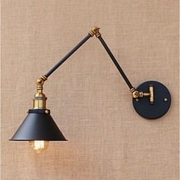 Applique da parete vintage country galvanizzata con braccio oscillante, protezione occhi, LED, E26/E27