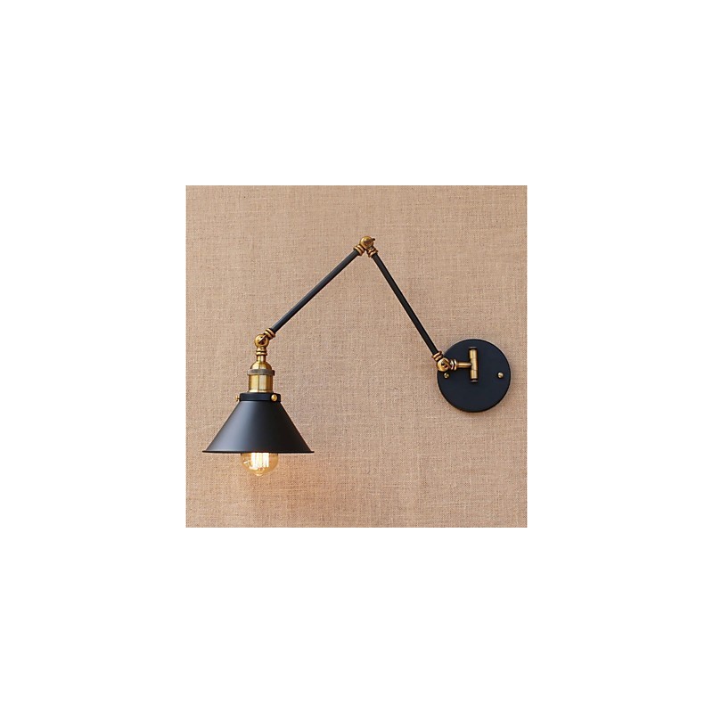 Applique da parete vintage country galvanizzata con braccio oscillante, protezione occhi, LED, E26/E27