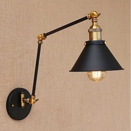 Applique da parete vintage country galvanizzata con braccio oscillante, protezione occhi, LED, E26/E27