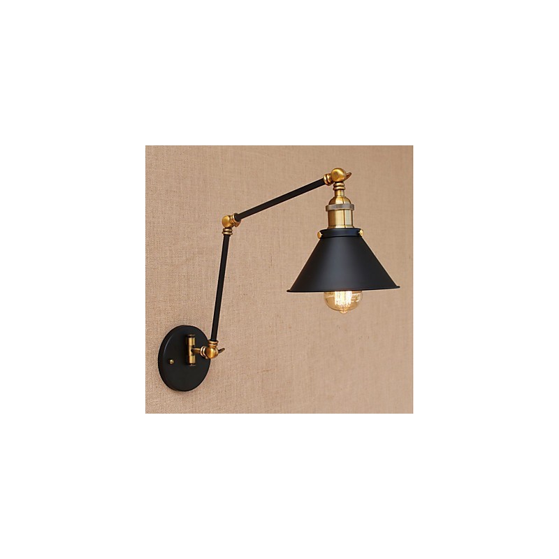 Applique da parete vintage country galvanizzata con braccio oscillante, protezione occhi, LED, E26/E27