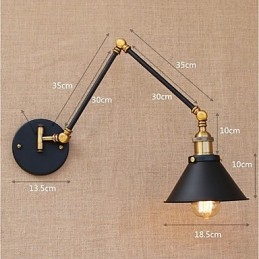Applique da parete vintage country galvanizzata con braccio oscillante, protezione occhi, LED, E26/E27