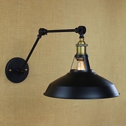 Applique da parete retrò industriale a braccio lungo pieghevole retrattile, finitura mezza arrugginita
