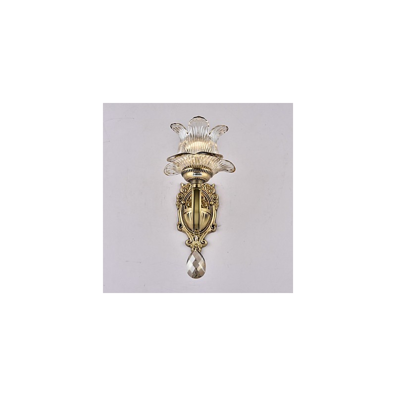 Applique da parete rustica in ottone con mini uplight stile lodge
