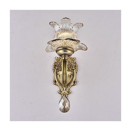 Applique da parete rustica in ottone con mini uplight stile lodge