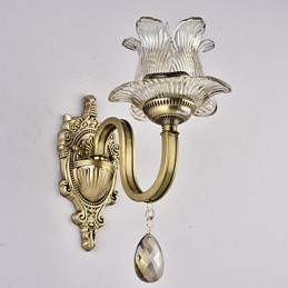 Applique da parete rustica in ottone con mini uplight stile lodge