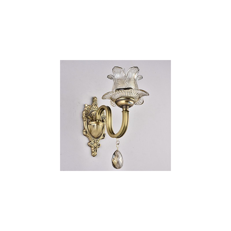 Applique da parete rustica in ottone con mini uplight stile lodge