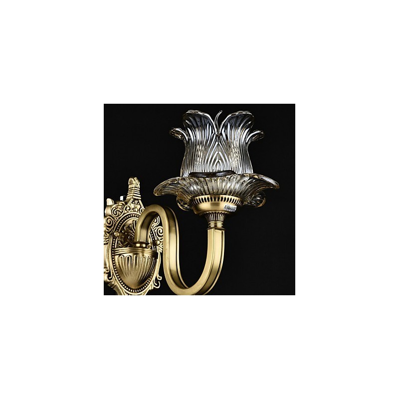 Applique da parete rustica in ottone con mini uplight stile lodge