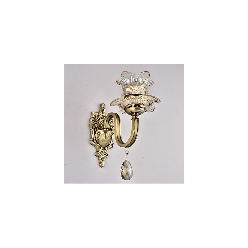Applique da parete rustica in ottone con mini uplight stile lodge