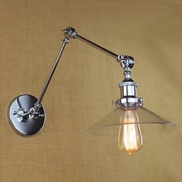 Applique da parete vintage country retrò con braccio oscillante, finitura elettroplaccata, 50 cm