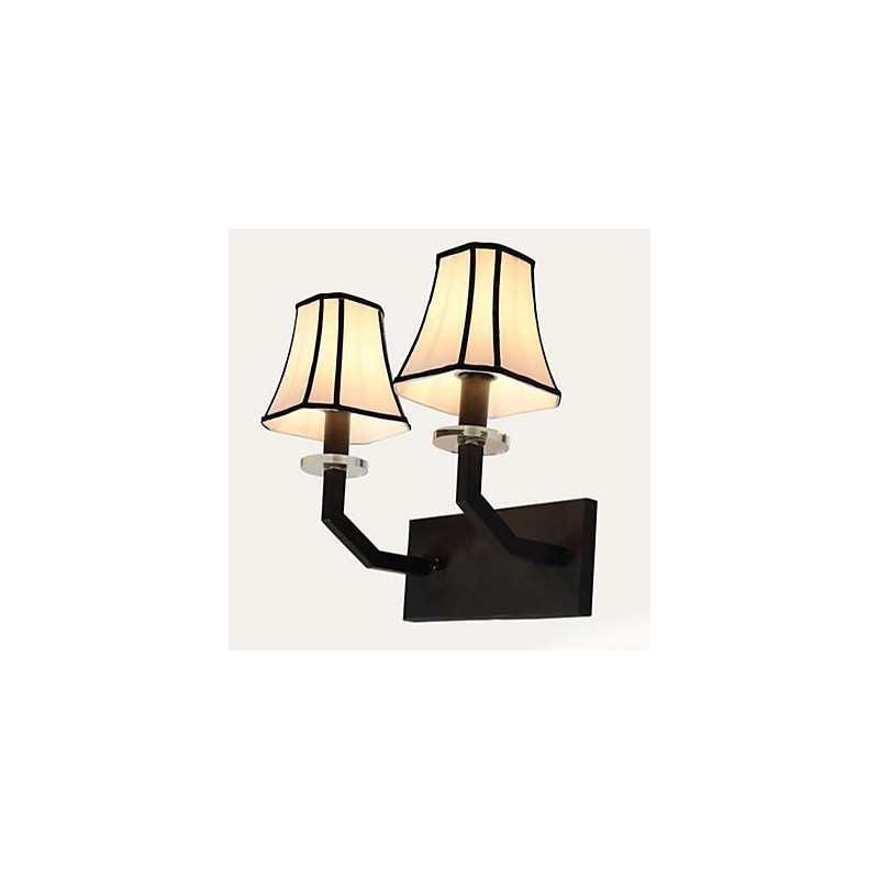 Applique da parete vintage in metallo e tessuto 41 x 24 x 34 cm E14 2 lampadine