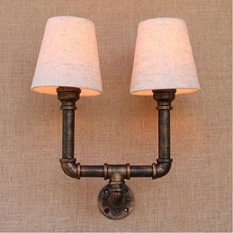 Applique da parete rustica in ottone E27 2 lampadine incluse