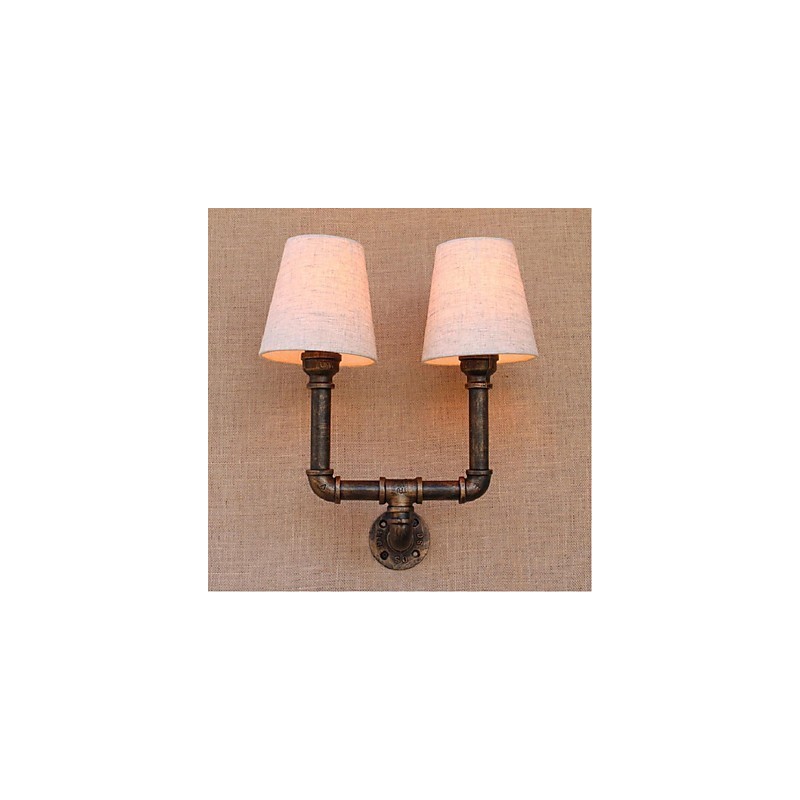Applique da parete rustica in ottone E27 2 lampadine incluse