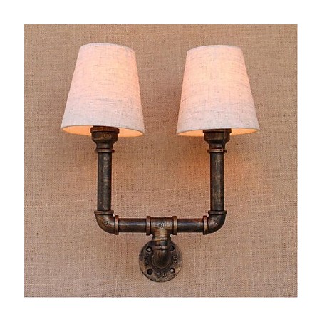 Applique da parete rustica in ottone E27 2 lampadine incluse