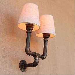 Applique da parete rustica in ottone E27 2 lampadine incluse