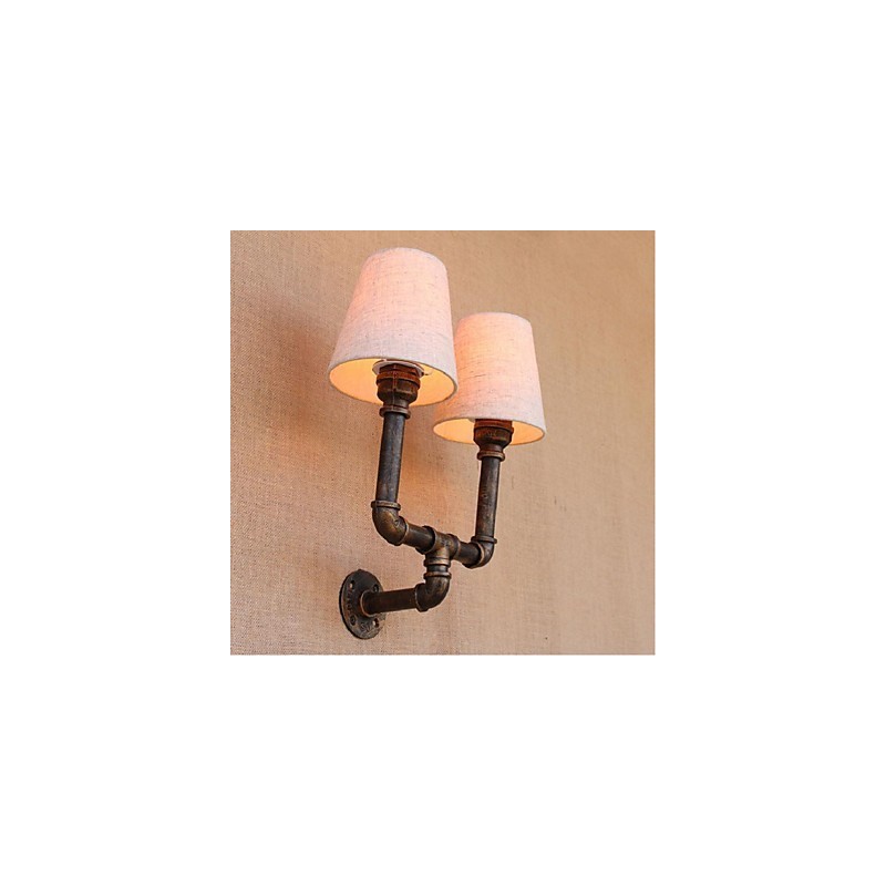 Applique da parete rustica in ottone E27 2 lampadine incluse