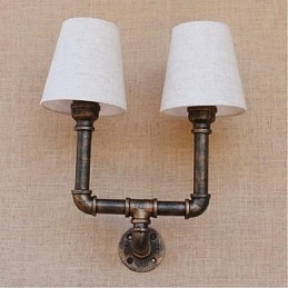 Applique da parete rustica in ottone E27 2 lampadine incluse