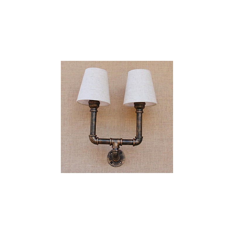 Applique da parete rustica in ottone E27 2 lampadine incluse
