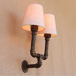 Applique da parete rustica in ottone E27 2 lampadine incluse