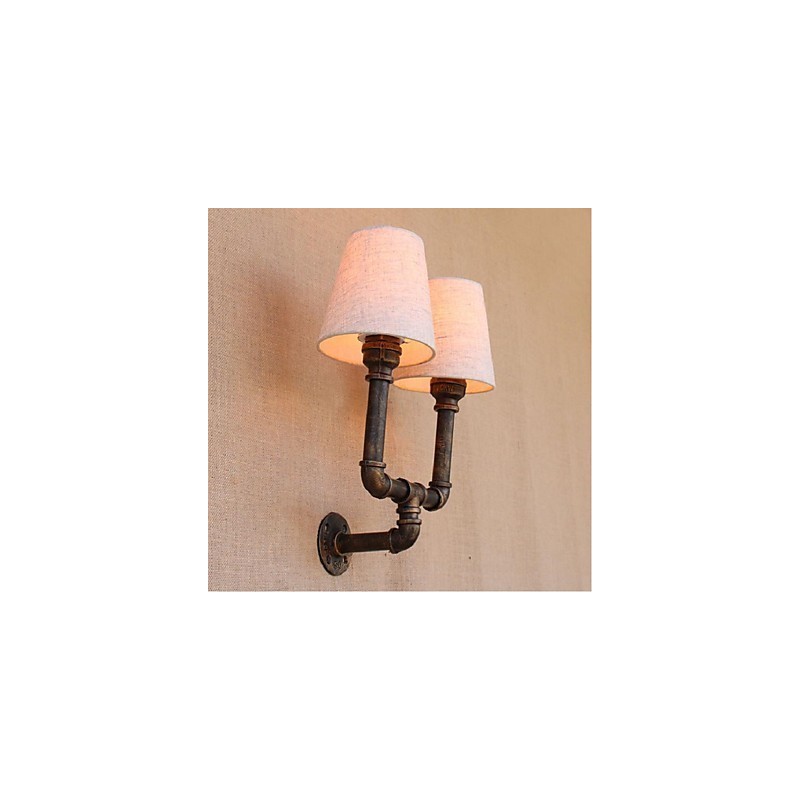 Applique da parete rustica in ottone E27 2 lampadine incluse