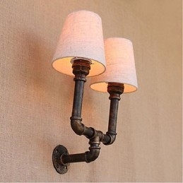 Applique da parete rustica in ottone E27 2 lampadine incluse