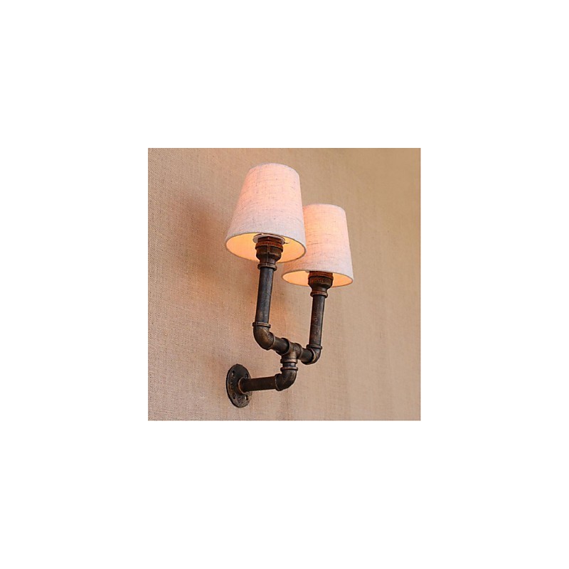 Applique da parete rustica in ottone E27 2 lampadine incluse