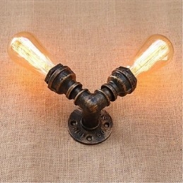 Applique da parete piccola Nostalgia con tubo dell'acqua, ottone antico