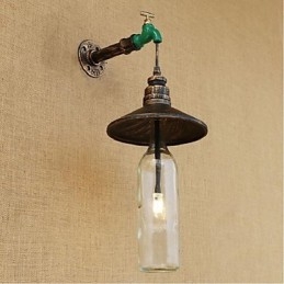 Applique da parete decorativa Edison retrò effetto tubo acqua bottiglia vino in ottone E27