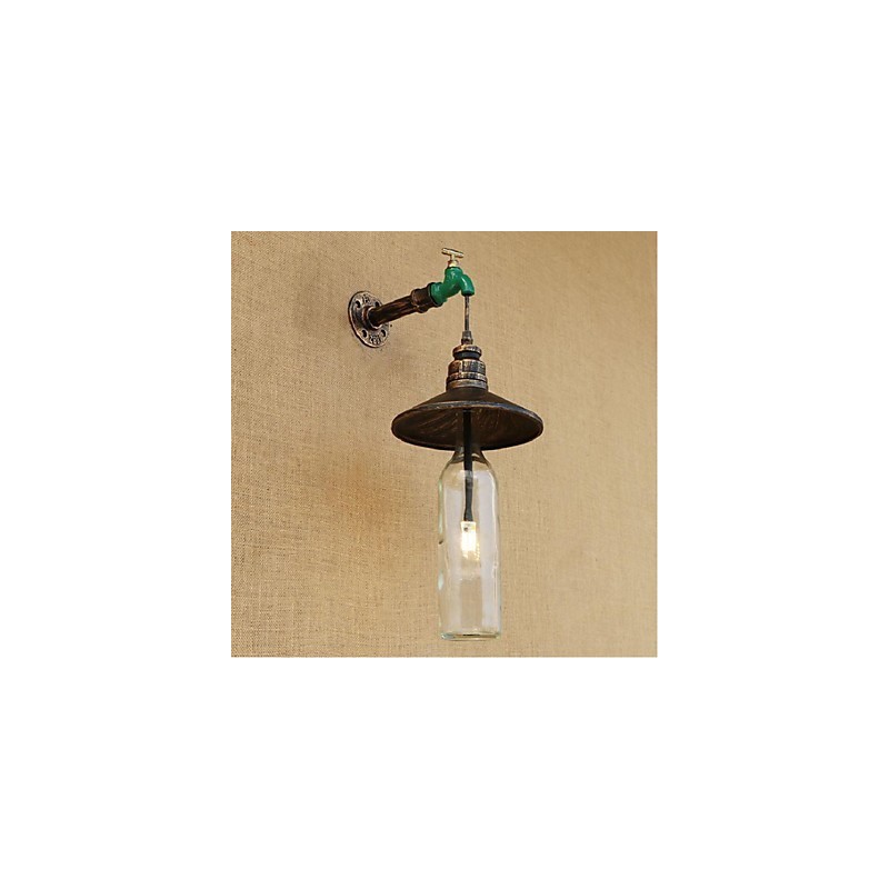 Applique da parete decorativa Edison retrò effetto tubo acqua bottiglia vino in ottone E27