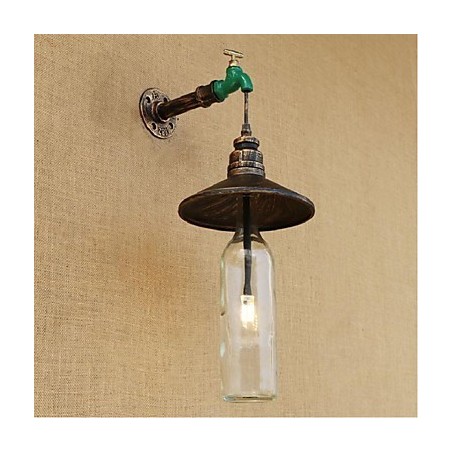 Applique da parete decorativa Edison retrò effetto tubo acqua bottiglia vino in ottone E27